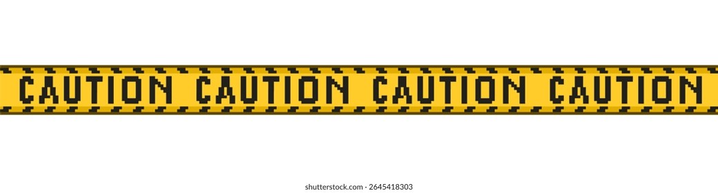 Pixel security caution line vector, designed in a retro, 8-bit style. Ideal for digital warnings, restricted areas, gaming hazards, or vintage safety indicators with a pixelated look.