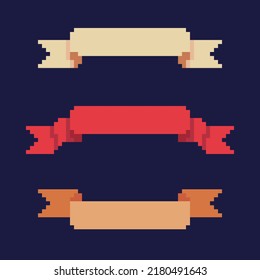 Pixel set banner ribbon creative design icon vector illustration