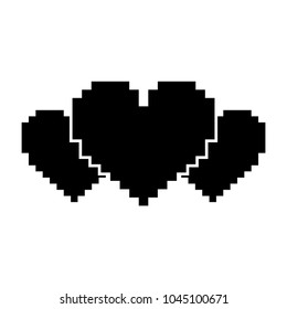 pixel set of heart love passion