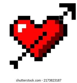 pixel set hearts icon in retro style.vintage love symbol, 8 bit vector illustration for computer game.web button love illustration bit heart pixel