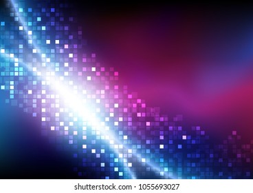 Pixel set on spherical cosmic light, Technology abstract, Sci-Fi and engineering concept, Vector illustration background, Backdrop, wallpaper, template.