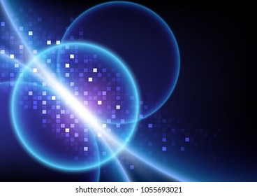 Pixel set on spherical light, Technology abstract, Sci-Fi and engineering concept, Vector illustration background, Backdrop, wallpaper, template.