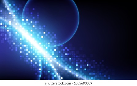 Pixel set on spherical light, Technology abstract, Sci-Fi and engineering concept, Vector illustration background, Backdrop, wallpaper, template.
