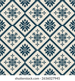 Pixel Set seamless pattern with floral pattern.Design style that draws inspiration from digital graphics, 8-bit video games, and computer art.