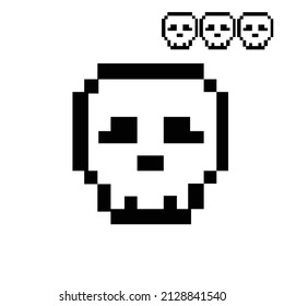 Pixel shaped human skull icon vector illustration used for game icons