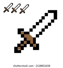 Pixel shaped sword icon illustration for war used for game icon