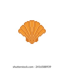 pixel Shell  icon.  Vector pixel art Scallop 8 bit for game company logo template 