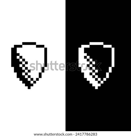 pixel shield icon vector 8 bit company logo template 