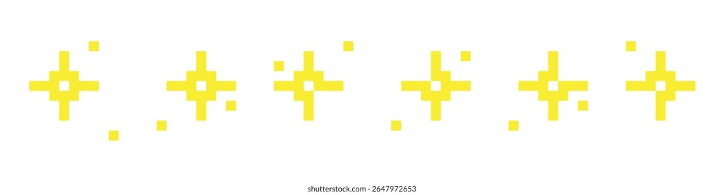Pixel shine star icons – sparkling retro stars in 8-bit style