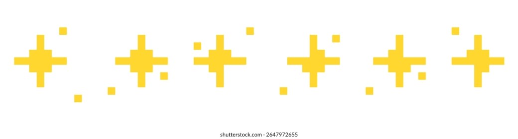 Pixel shine star icons – sparkling retro stars in 8-bit style