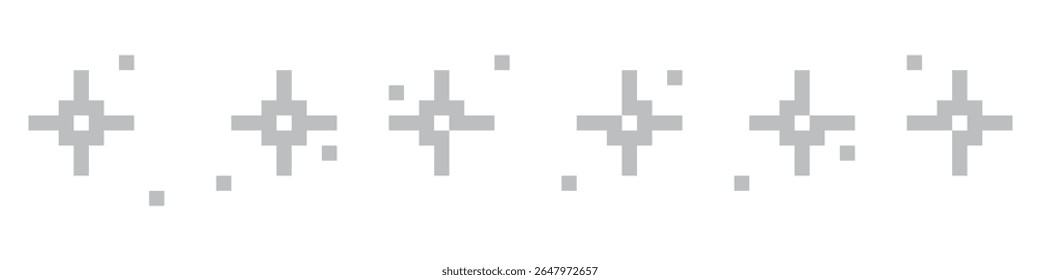 Pixel shine star icons – sparkling retro stars in 8-bit style