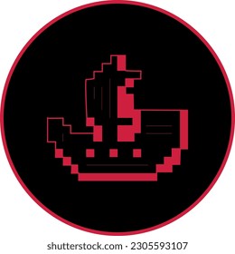 Pixel ship graphics. Sign, logo, emblem.