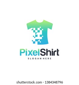 Pixel Shirt logo designs concept vector, Cloth Logo template