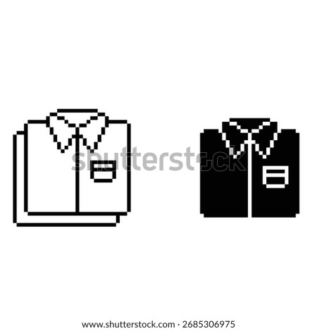 pixel Shirt with tie icon. Vector pixel art 8 bit logo for game