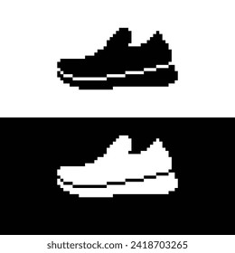 Pixelschuhsymbol.  Vektorpixel art Sneakers 8 Bit Logo für Spiel