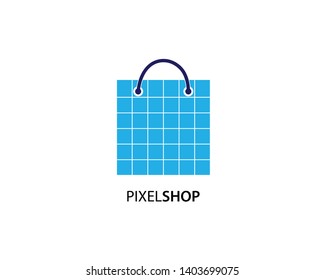 pixel shop logo template design vector