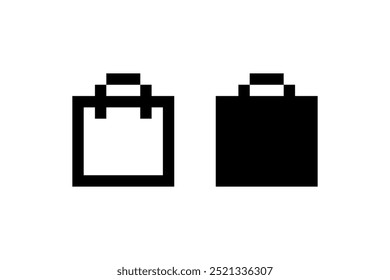 Pixel shopping bag icon. Vector icon design.