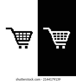  pixel Shopping cart icon vector  pixel art basket for 8 bit game