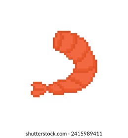 Pixel-Shrimps-Symbol.  Vektorpixel art Shrimp 8 bit für Game-Logo-Vorlage 
