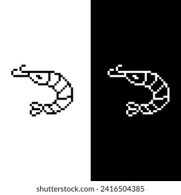 pixel Shrimp icon.  Vector pixel art Shrimp 8 bit for game  logo template 