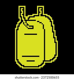 Pixel silhouette icon, personal military number badge on chain for soldier. Simple black and yellow vector isolated