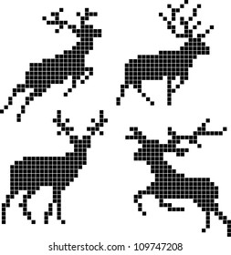 Pixel silhouettes of deers