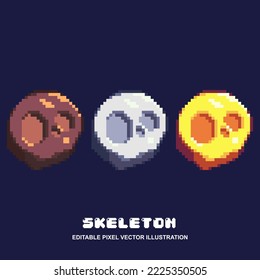 Pixel skeleton set icon vector illustration for video game asset, motion graphic and other