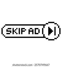 pixel skip ad icon vector pixel art skip  advertising for 8 bit game