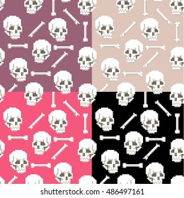 Pixel skull and bones pattern