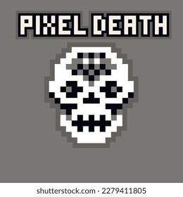 pixel skull, grunge vintage design t shirts
