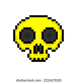 Pixel skull icon. Color drawing. Front view. Vector simple flat graphic illustration. Isolated object on a white background. Isolate.