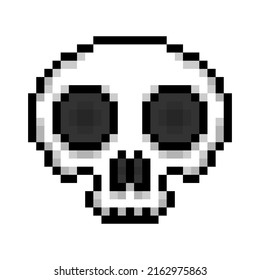 Pixel skull icon. Color silhouette. Front view. Vector simple flat graphic illustration. Isolated object on a white background. Isolate.