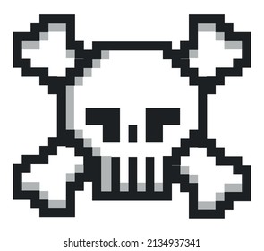 pixel skull on white background