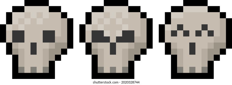 Pixel skull pack - vector, isolated