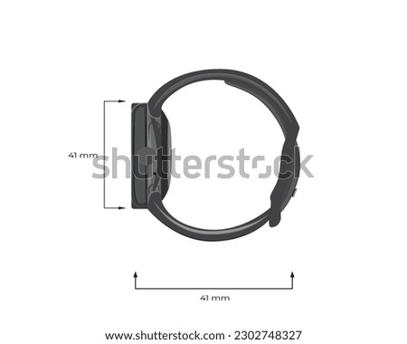 Pixel smart black colour Watch scale on vector illustration. Round Smart Watch on white background.