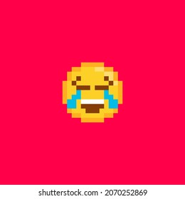 pixel smile icon for web and mobile. vector illustration. Pixel art in vector graphics, isolated on red background. sunglass