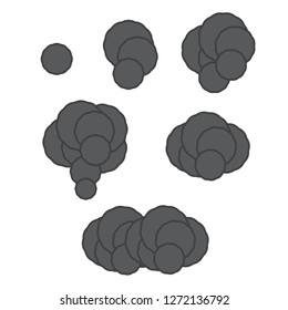 Pixel smoke cloud. Ui video game animation frames. 
