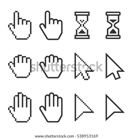 pixel smooth cursors icons mouse hand stock vector royalty free