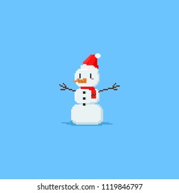 Pixel snow man.8bit character.
