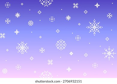 Fundo de inverno floco de neve pixel com gradiente azul roxo Ilustração do vetor