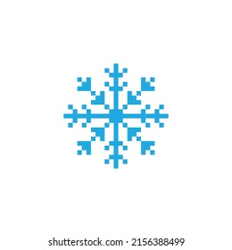 pixel snowflakes  icon.  Vector pixel art snowflake 8 bit logo for game