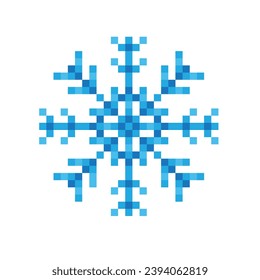 pixel snowflakes  icon.  Vector pixel art snowflake 8 bit logo for game