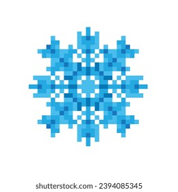 pixel snowflakes  icon.  Vector pixel art snowflake 8 bit logo for game