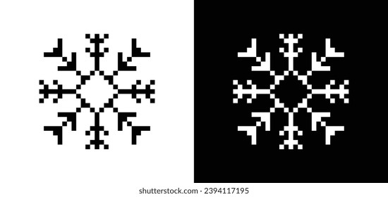 icono de copos de nieve en píxeles.  Logo del copo de nieve de 8 bits para el juego