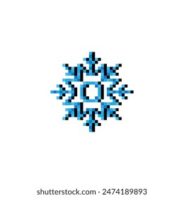 pixel snowflakes icon. Vector pixel art snowflake 8 bit logo for game