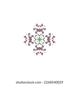 Pixel-Schneeflocken einzeln auf weißem Hintergrund.Abstrakt,Vektorgrafik,Illustration.Design für Textur,Stoff,Kleidung,Umhüllung,Teppich. 