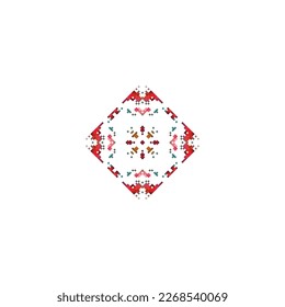 Copos de nieve de píxeles aislados sobre fondo blanco. Resumen, vector, ilustración.diseño para textura, tela, ropa, envoltura, alfombra. 