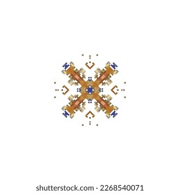 Pixel-Schneeflocken einzeln auf weißem Hintergrund.Abstrakt,Vektorgrafik,Illustration.Design für Textur,Stoff,Kleidung,Umhüllung,Teppich. 
