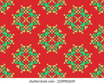 Los copos de nieve de Pixel se hacen sin costuras. Fondo de invierno navideño en el estilo de arte de píxeles. Gráficos de 8 bits al estilo de los videojuegos de los 80. Ilustración del vector