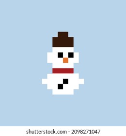 Pixel-Schneemann-Charakter. Vektorgrafik